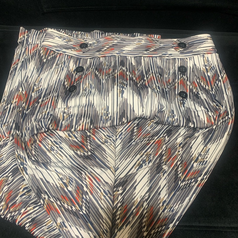 Wide Leg Printed Pants in Navy, White & Rust - Picture 2 of 3